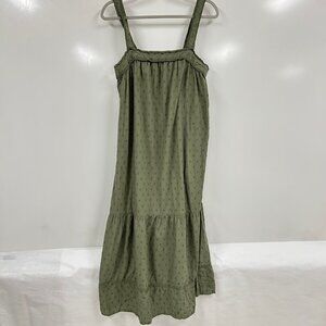 Olive Green Boho Sundress | Cottagecore Prairie Tiered Beach Dress Small boho